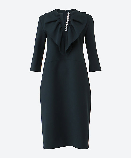 ボリュームラッフルパールスリットラインドレス YCD－425