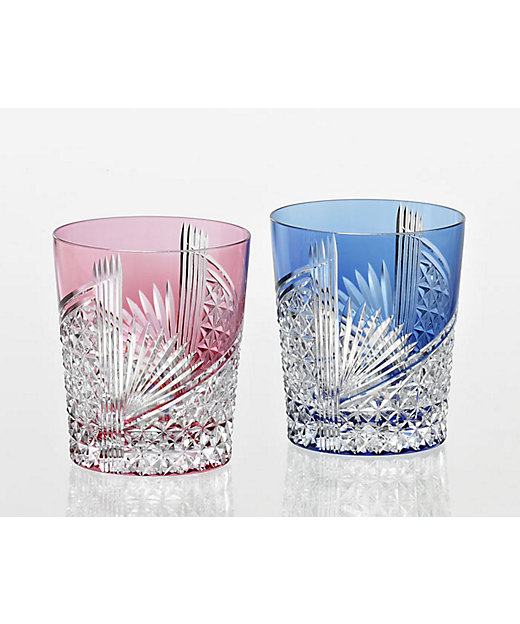 江戸切子 ペアロックグラス＜折鶴＞ | KAGAMI/カガミ | 三越伊勢丹