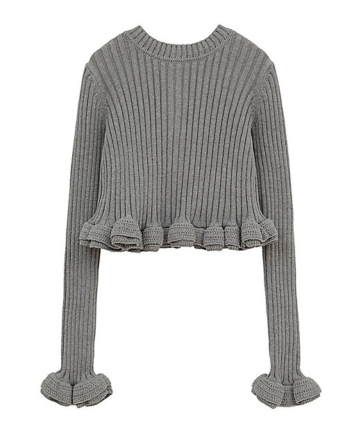 W FACE SHORT FRILLED KNIT TOPS 10106