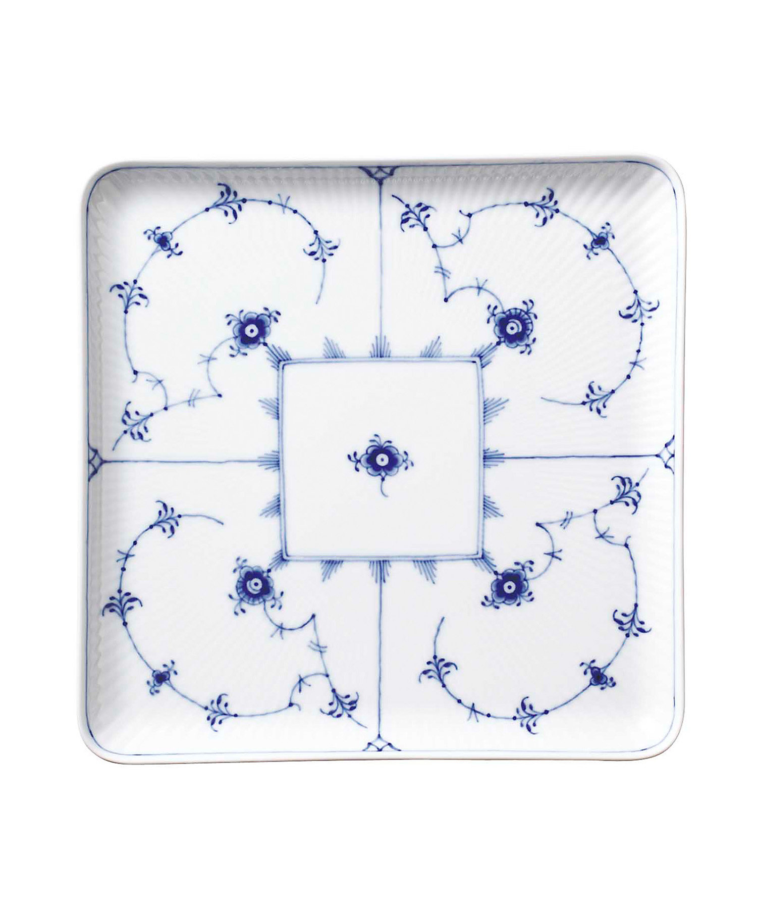 ブルーフルーテッド プレイン スクエアディッシュ20cm | ROYAL