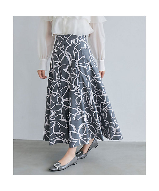 ウールトロピカルプリントアシメタック スカート | ANAYI/アナイ