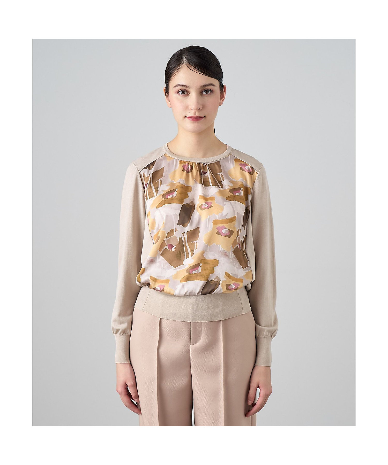 ペイントフラワープリントクルーネック プルオーバー | ANAYI/アナイ