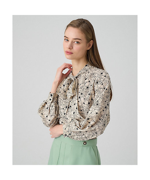 ドローイングフラワープリントタイブラウス | ANAYI/アナイ | 三越