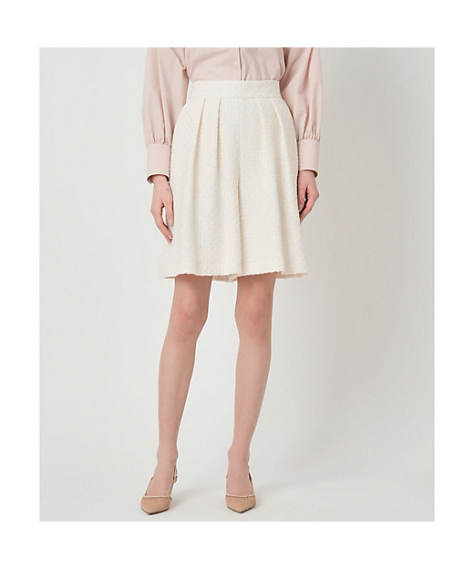 セットアップ対応商品】ソフトベージュツイードキュロットパンツ