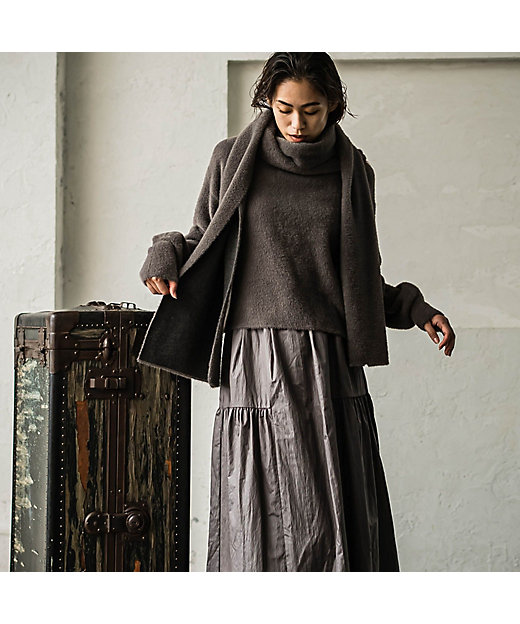 フェザーヤーンWフェイスフーディニットストール≪手洗い可能