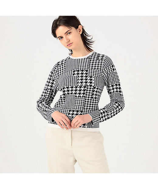 ウーステッドウールジャカード クルーネックプルオーバー | maison