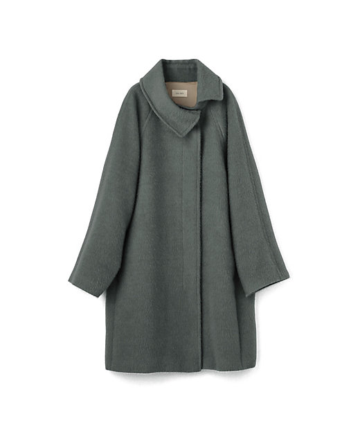 ウールアルパカモヘヤシャギー アシンメトリーカラーコート | maison