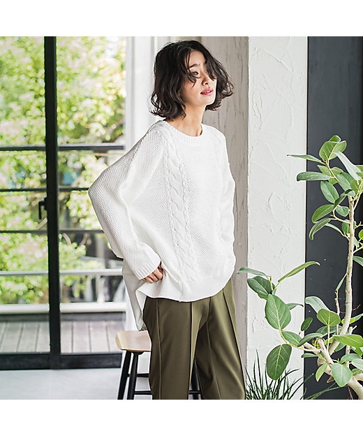 デニム切替ケーブルニット | la.f（Women）/ラ エフ | 三越伊勢丹