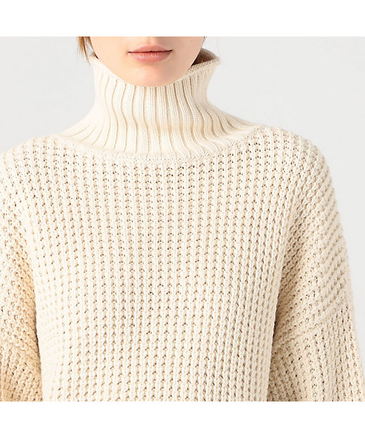 コットンカシミヤワッフル タートルネックプルオーバー | CABaN