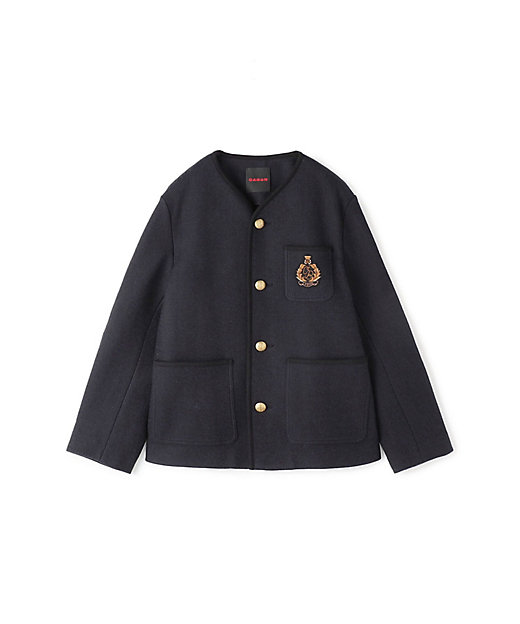 CABaN ウールコットンダブルフェイス カラーレスジャケット