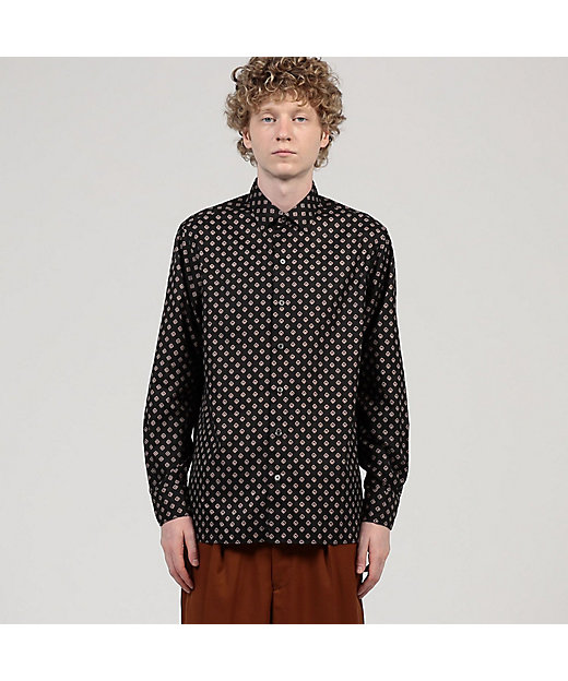 コットンビエラプリント ショートポイントワイドカラーシャツ