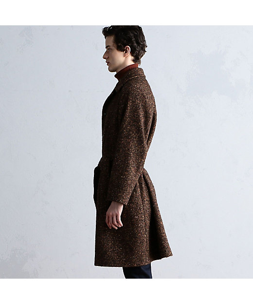 ウールツイード ベルテッドステンカラーコート MOESSMER