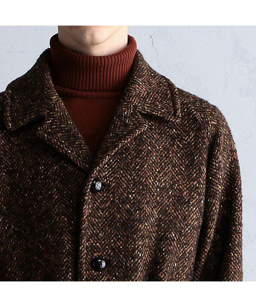 ウールツイード ベルテッドステンカラーコート MOESSMER