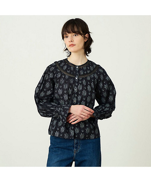 コットンプリント サークルピンタックブラウス | maison TOMORROWLAND