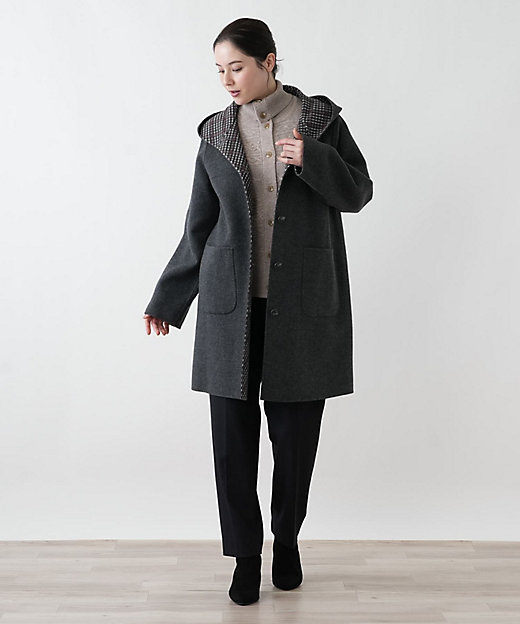 店舗人気】フーデッドAラインコート【Leilian WHITE