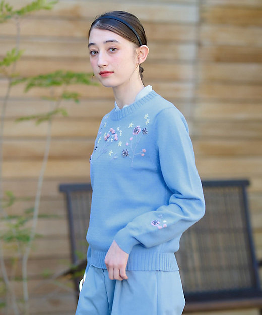洗える 花刺繍ニット | CARA O CRUZ (Women)/キャラ・オ・クルス