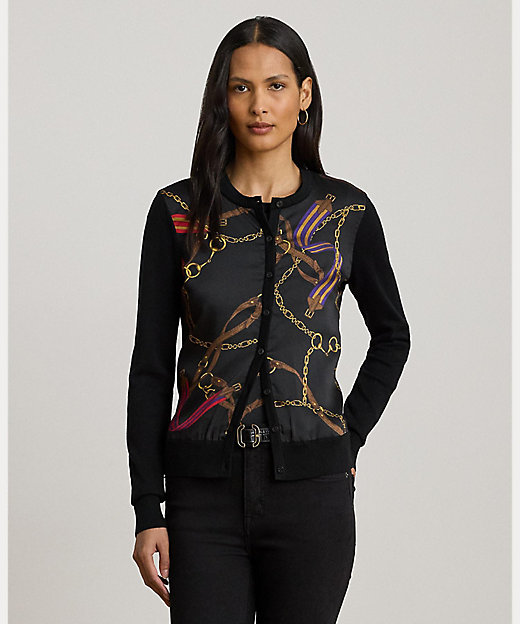 ベルティングプリント コットンブレンド カーディガン