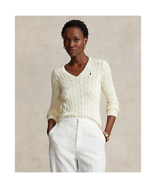 ケーブルニット コットン Vネック セーター | POLO RALPH LAUREN