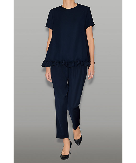 ハーフスリーブヘムギャザーフリルブラウス YCB―325―498