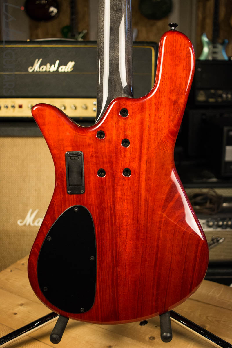 2018 Spector NS-4H2 Inferno Red Buckeye Burl 4 String Bass Guitar
