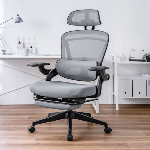 独立型ランバーサポートつき ワークチェア オットマン 跳ね上げ式