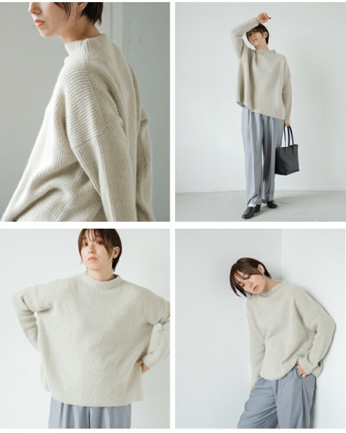 evam eva エヴァムエヴァ カシミヤ 畦編み ニット プルオーバー