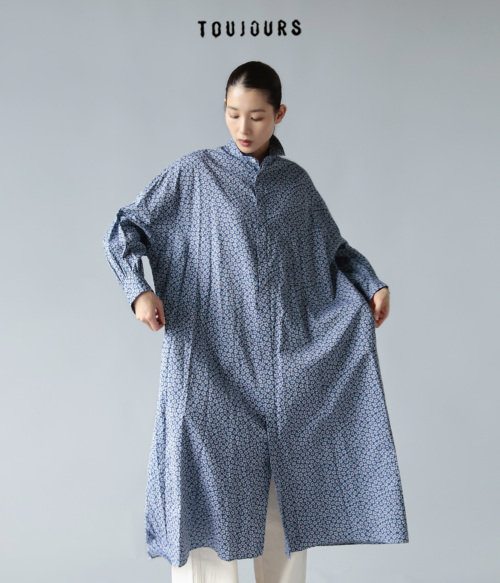 TOUJOURS トゥジュー コットン シャンブレー フラワー プリント クロス