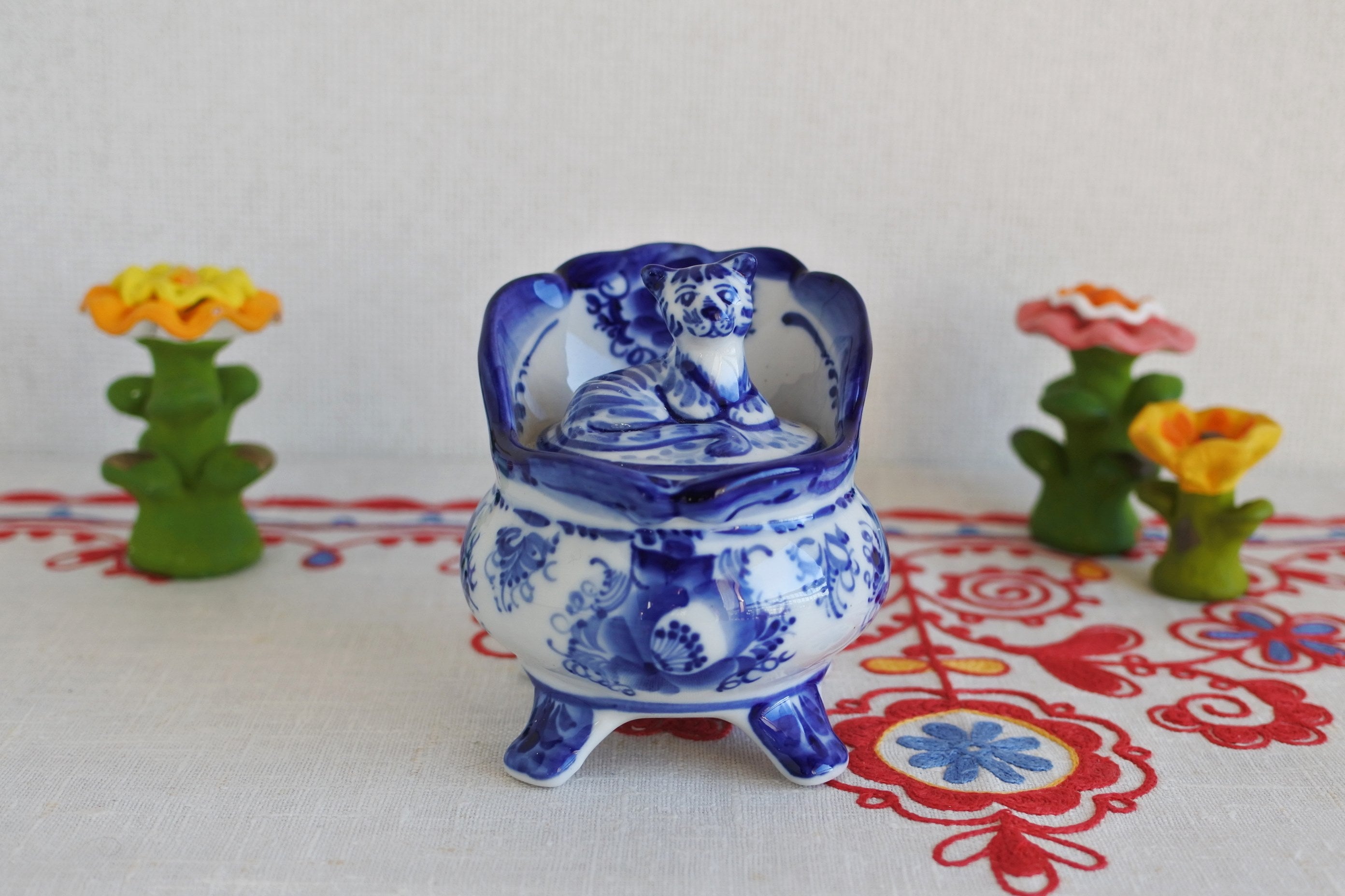 グジェリ陶器 ロシア製陶器 ロシア製食器 フィギア 手描き ロシア雑貨