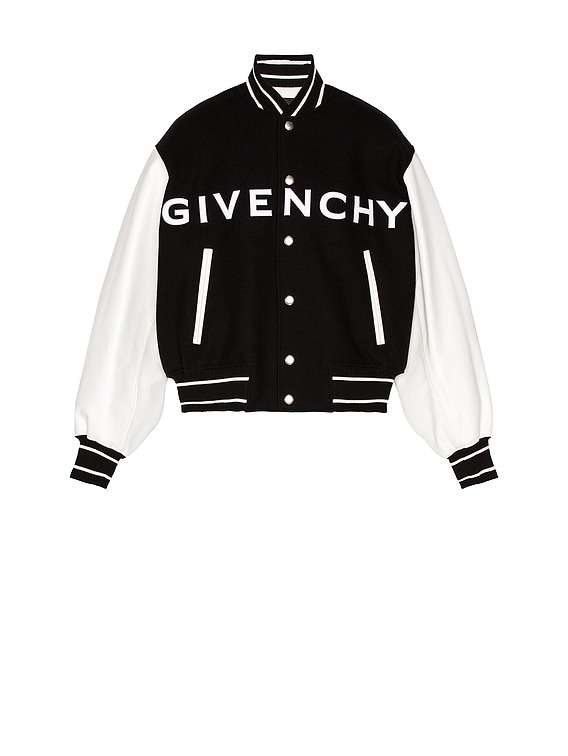 Givenchy Wool & Leather Varsity Jacket in Black | FWRD