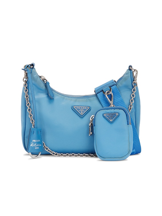 FWRD Renew Prada Re-Edition 2005 Re-Nylon Shoulder Bag in Blue | FWRD
