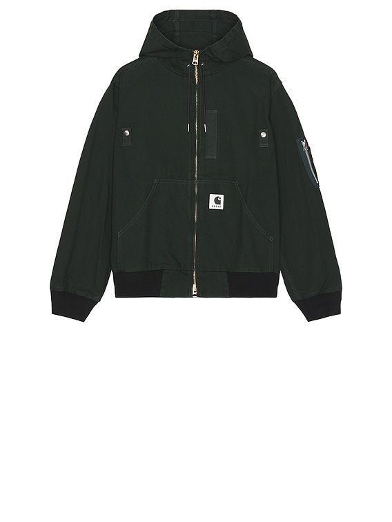 Sacai x Carhartt Wip Washed Duck Hooded Blouson in Green | FWRD