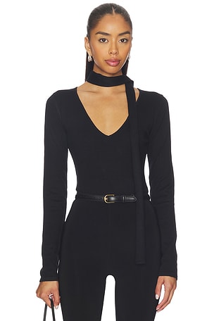 Zimmermann V-Neck Ruffle Top in Black | REVOLVE