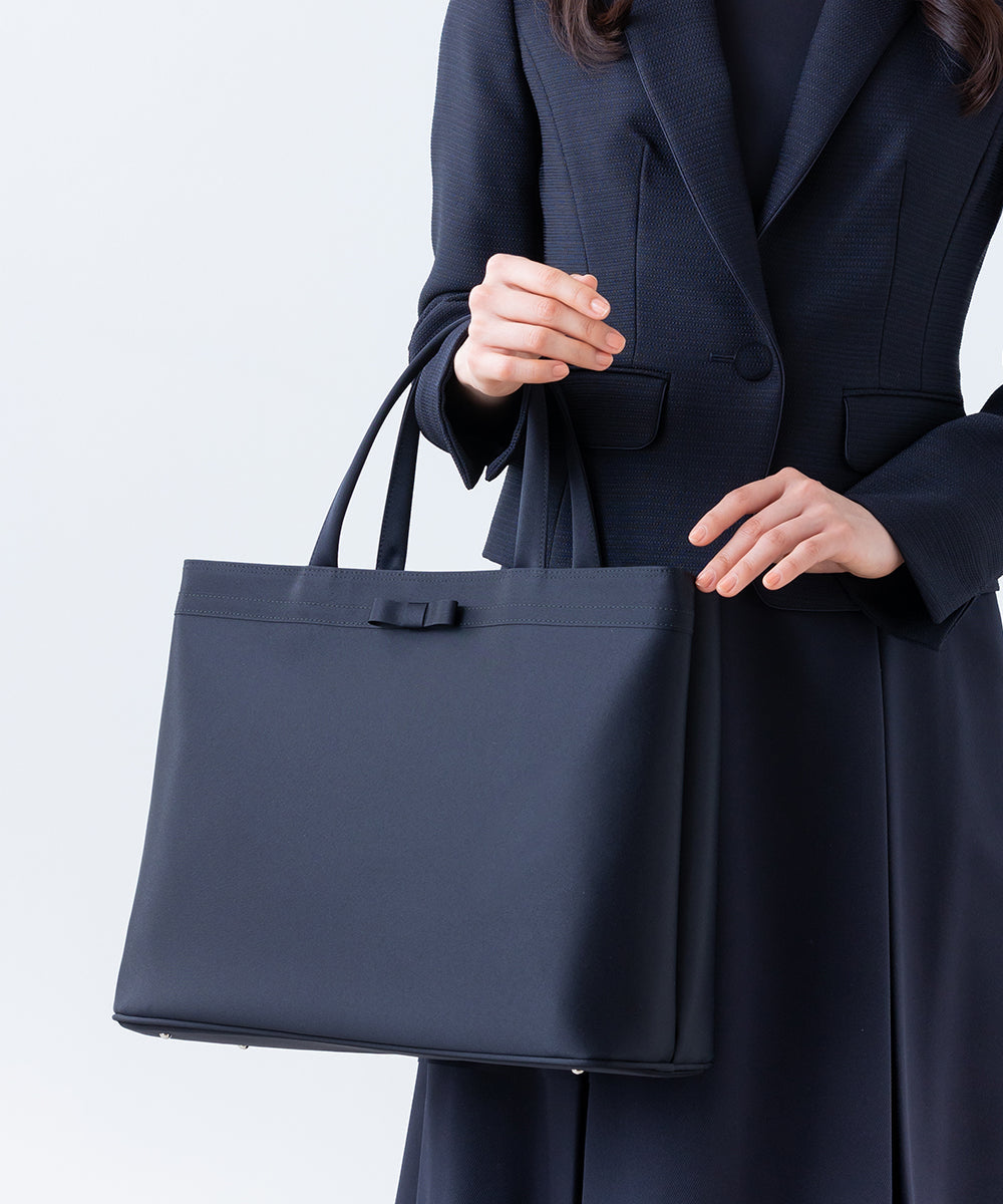 A4サイズ対応】お受験濃紺二層式トートバッグ