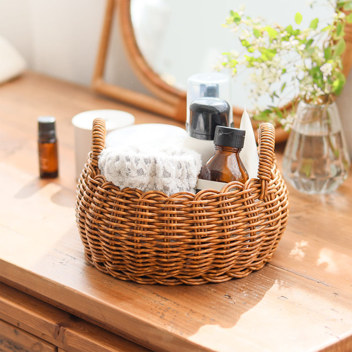 洗えるカゴ ラウンドローバスケット Sサイズ | itomani（いとまに