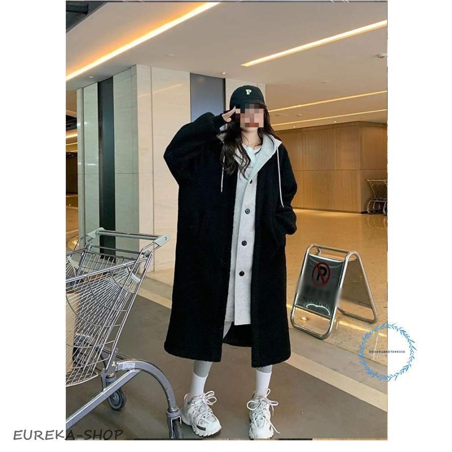 秋冬 アウター ロングコート 重ね着風 ボアコート ロング コート