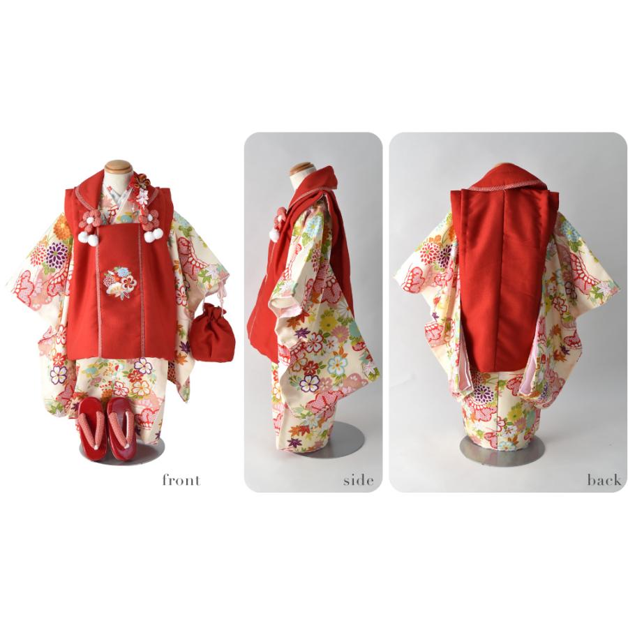 なごみや 爆買 七五三 着物 3歳 販売 袷用 小町kids 被布セット 古典柄