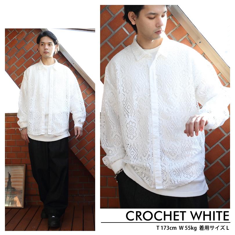 8 レースシャツ メンズ シアーシャツ ペイズリー 長袖 : 8(eight