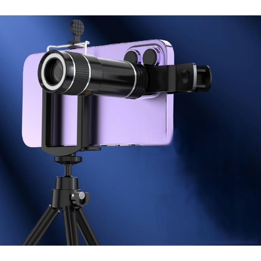 スマホ用カメラレンズ 望遠レンズ ズームレンズ 単品 20倍 クリップ式