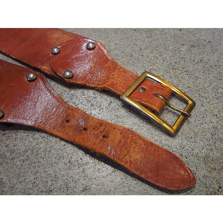 ビンテージ~70's○レザーベルト茶○230306i7-blt本革牛革60sブラウン