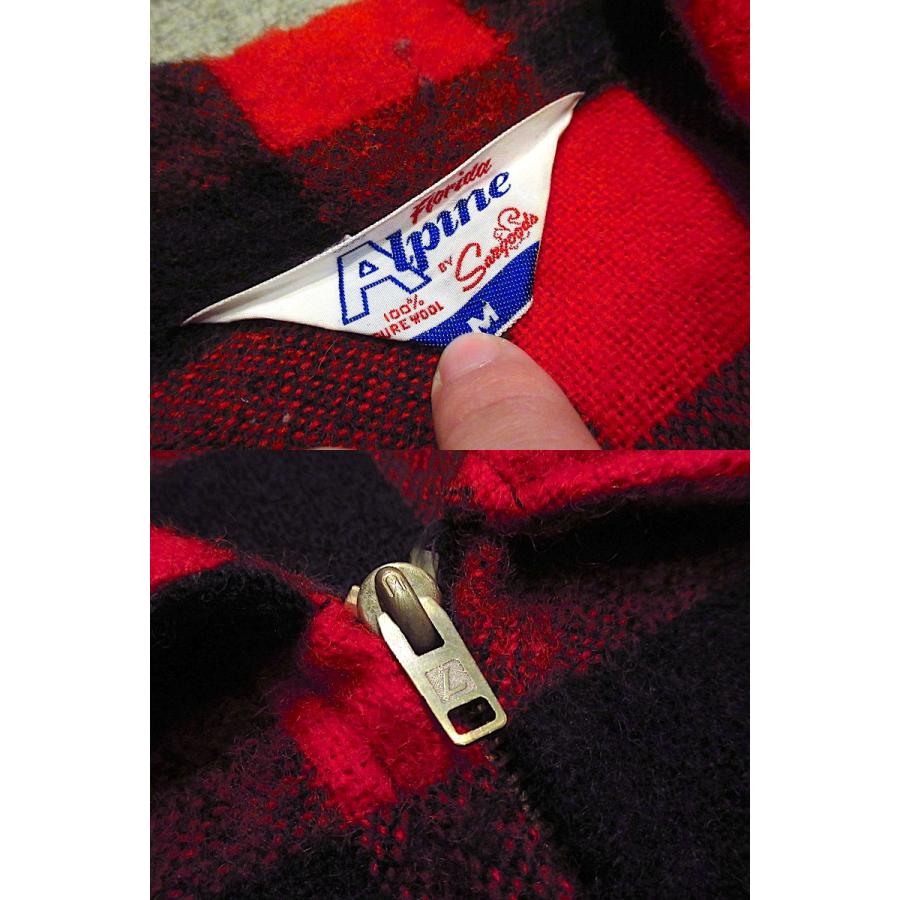 ビンテージ50's60's○Alpineバッファローチェックハーフジップウール
