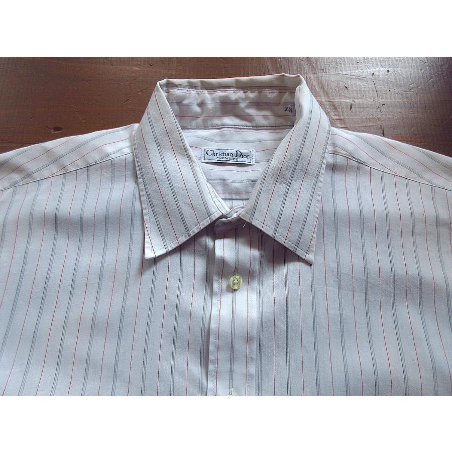 ビンテージ80's○Christian Diorストライプドレスシャツsize 16 1/2 34