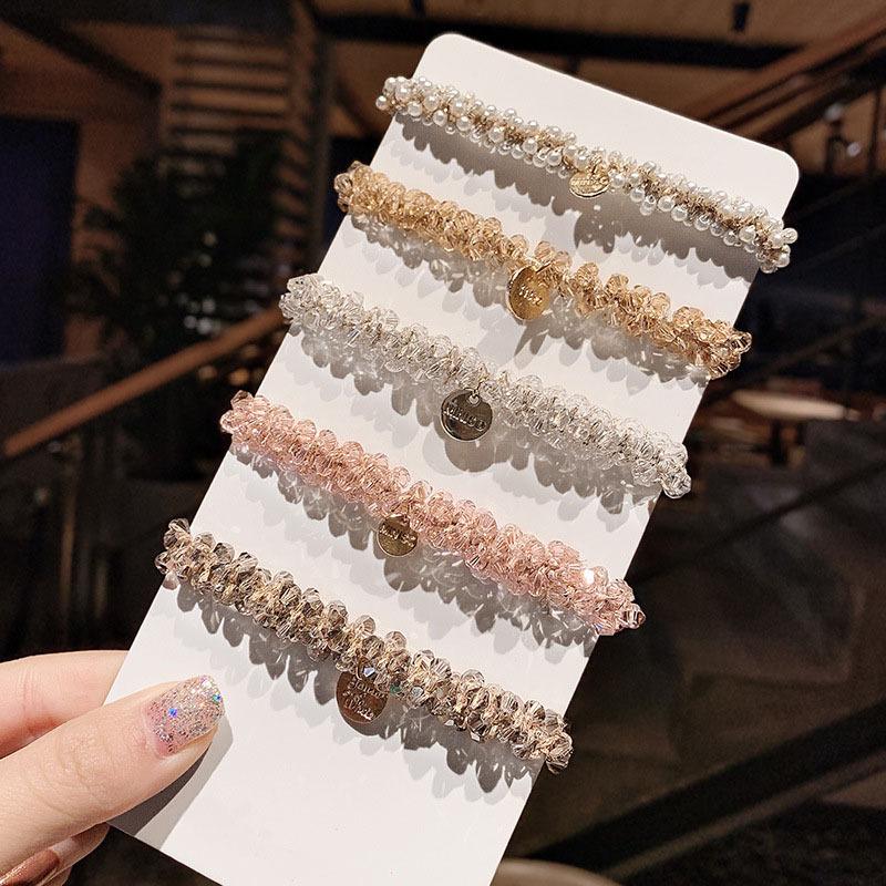 ヘアゴム ヘアアクセ キラキラ ストーン ヘアアクセサリー シャンパン