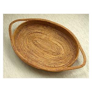 アタ 持ち手付きトレイ(ラウンド) アジアン雑貨 バリ インテリアトレイ