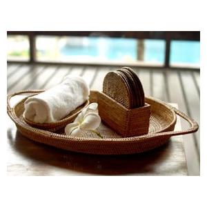 アタ 持ち手付きトレイ(ラウンド) アジアン雑貨 バリ インテリアトレイ