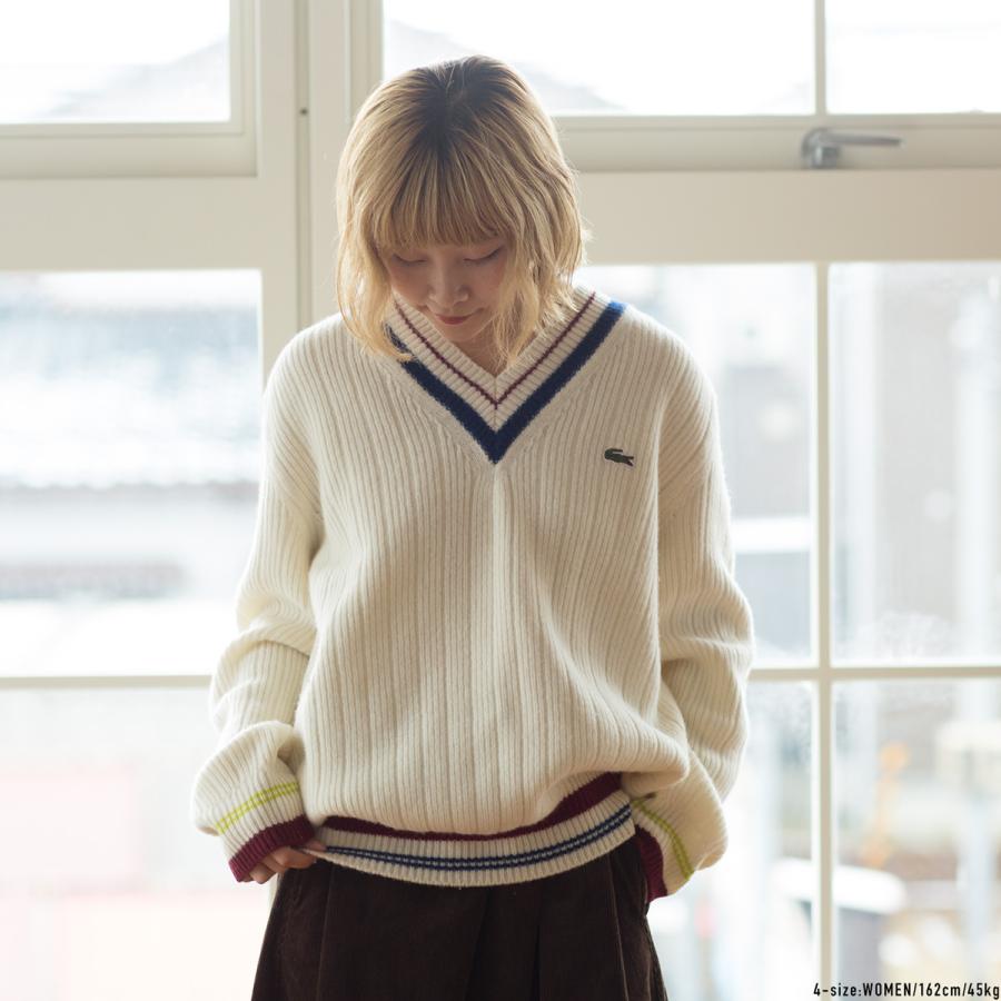 LACOSTE（ラコステ） Vネック リブニット セーター LACOSTE AH3133-10