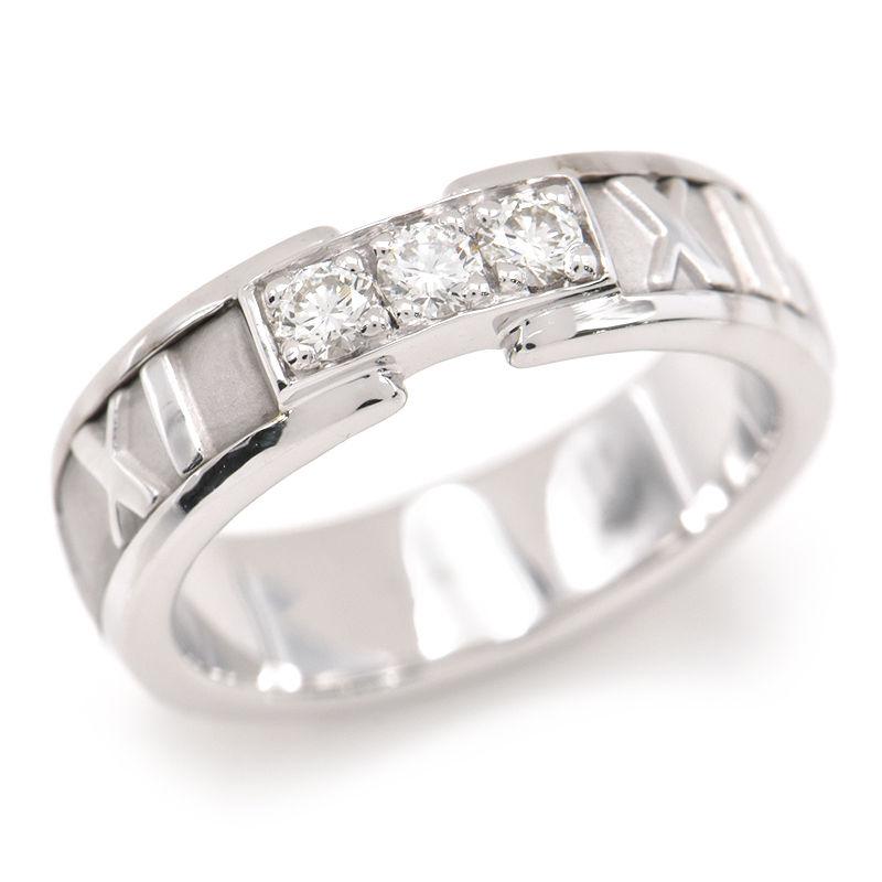 Tiffany Atlas ティファニー アトラスリング 9号 K18WG 3Pダイヤ 3粒