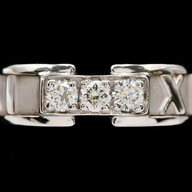 Tiffany Atlas ティファニー アトラスリング 9号 K18WG 3Pダイヤ 3粒