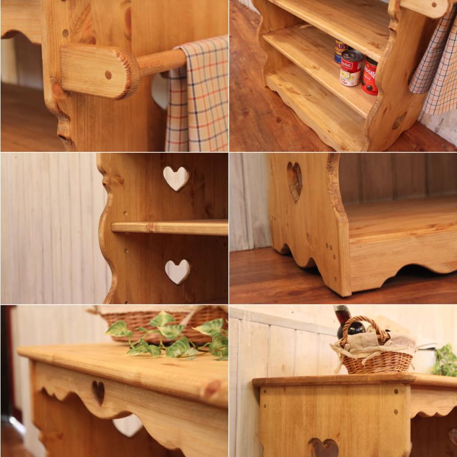 ハート・キッチンワゴン キャスター付き カントリー家具ワゴン