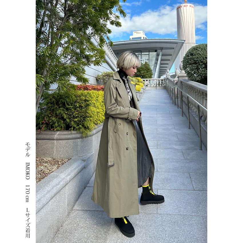 トレンチコート マキシ 新色ライトカーキ ミリタリー エレガント
