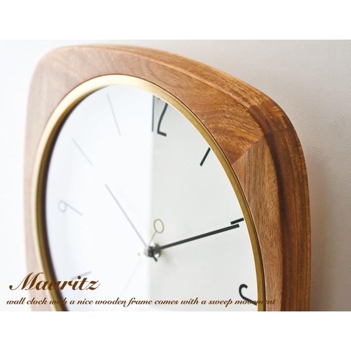 壁掛け時計 掛け時計 北欧 おしゃれ 木製 木 レトロ 静音 四角 Mauritz